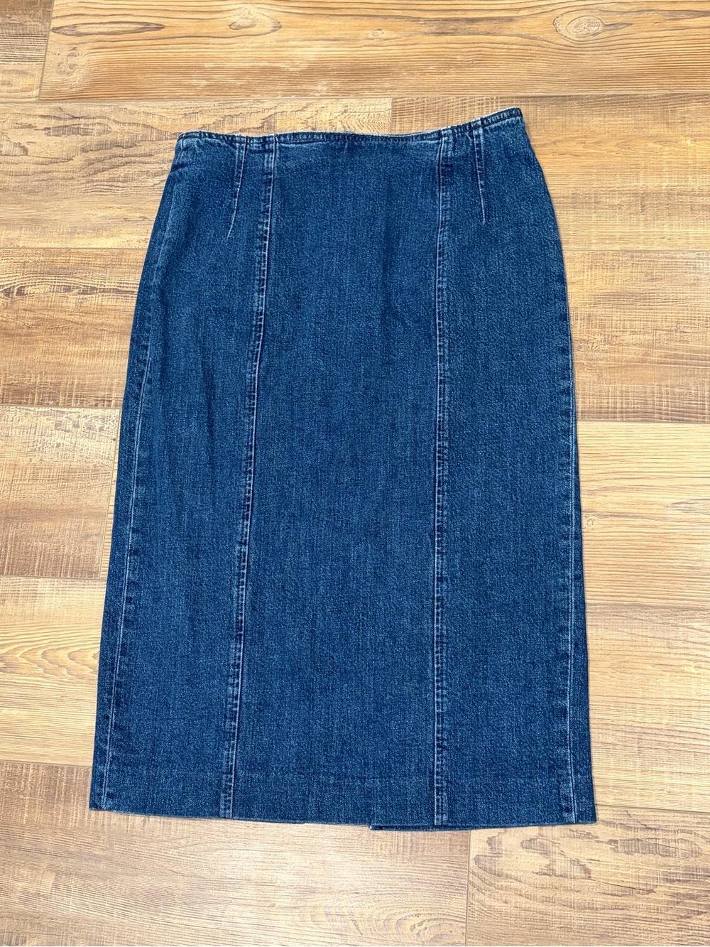 J. Crew Size 10 Classic Pencil Blue Denim Skirt Stretch Casual Back Zipper Slit